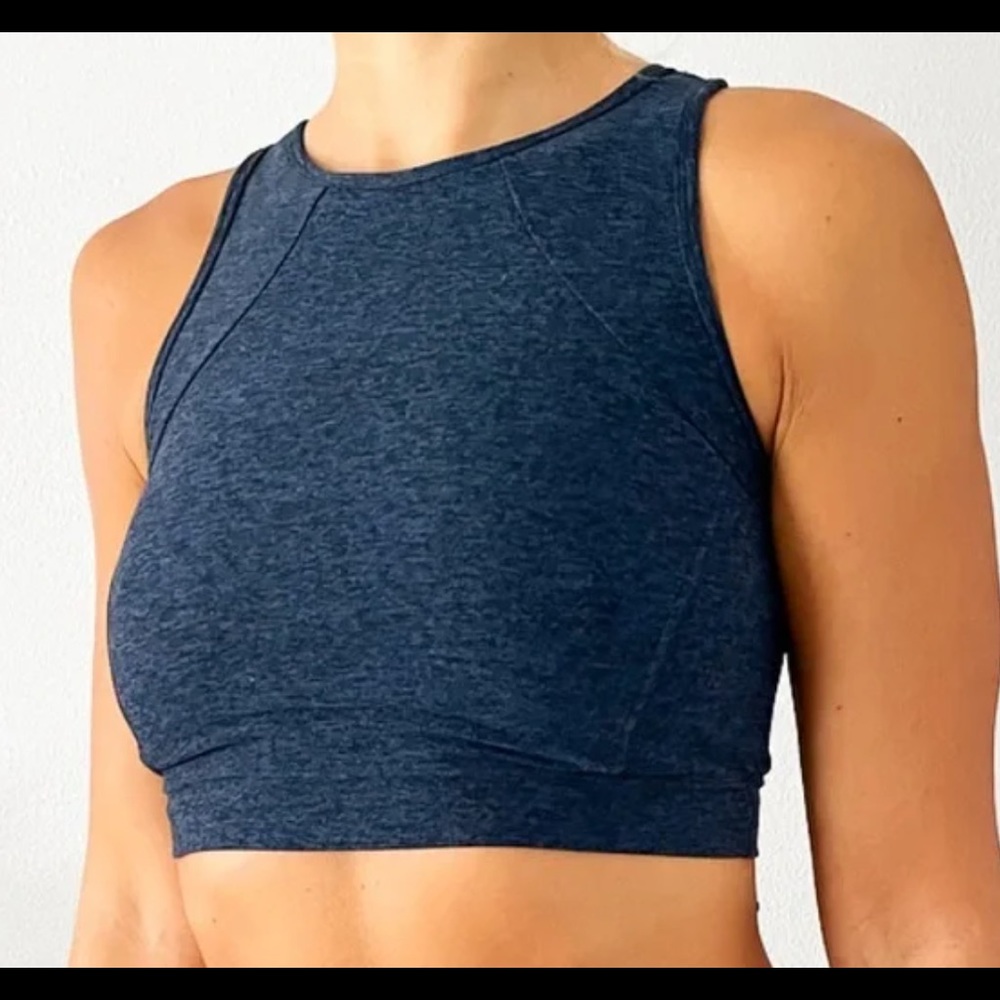 JOYLAB NAVY HIGH NECK WORKOUT TOP CROPPED